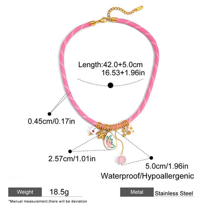 Pink Charm Cord Necklace