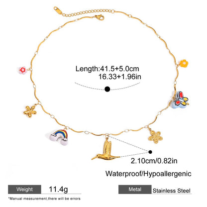 Whimsical Rainbow & Butterfly Charm Necklace