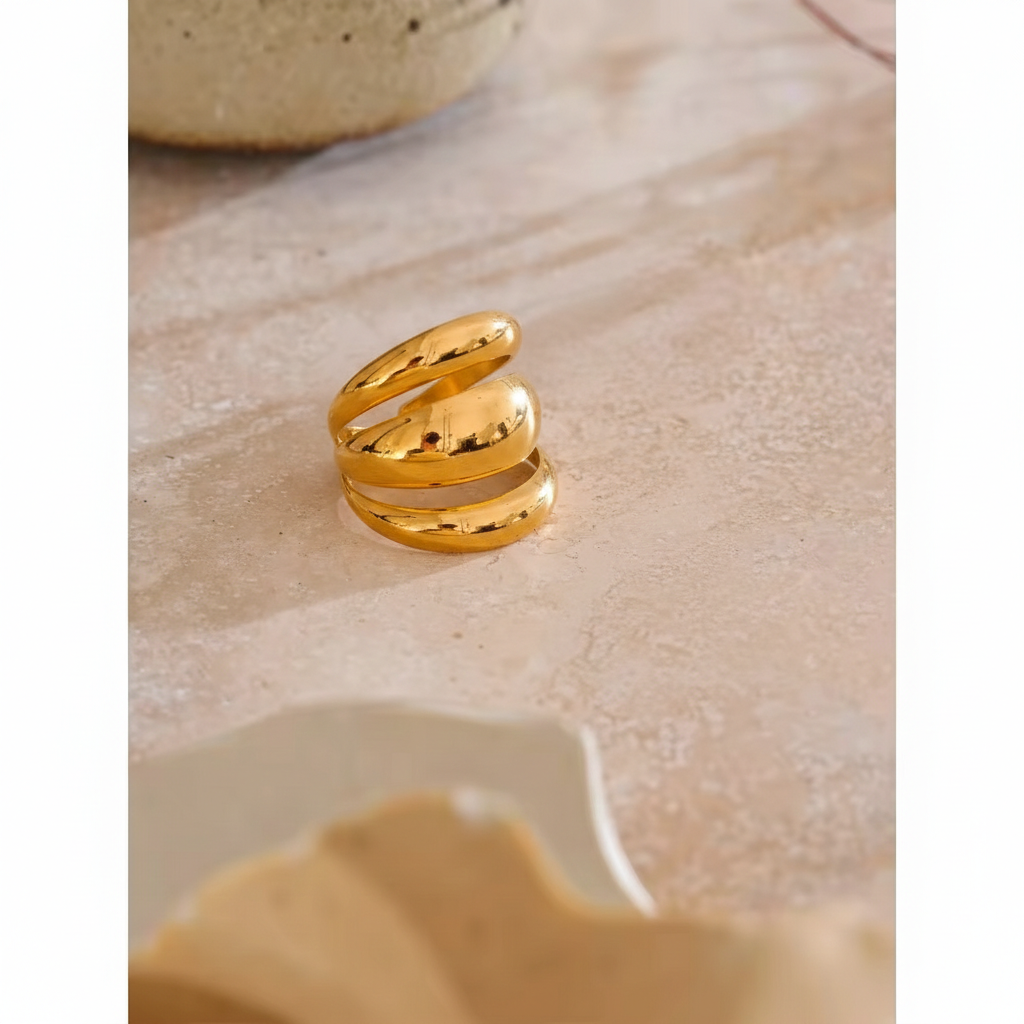 Triple-Tier Teardrop Statement Ring