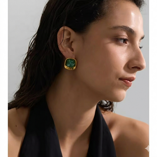 The Jade Empress Square Studs